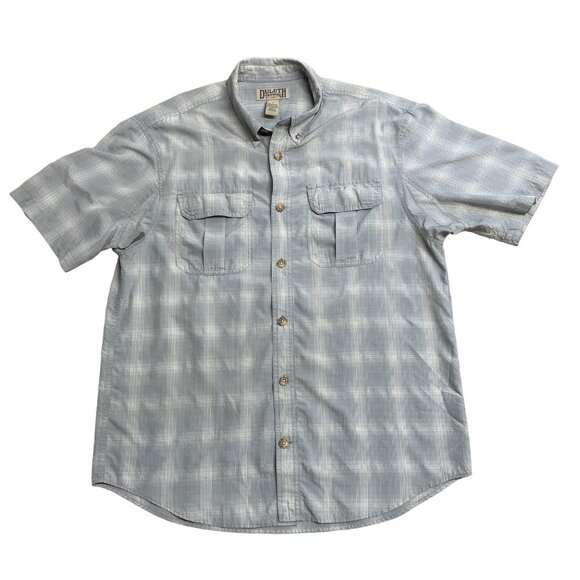 DULUTH TRADING CO SHIRT MENS L PLAID BUTTON DOWN LIGHTWEIGHT GRAY POCKETS HIKING - Picture 3 of 11